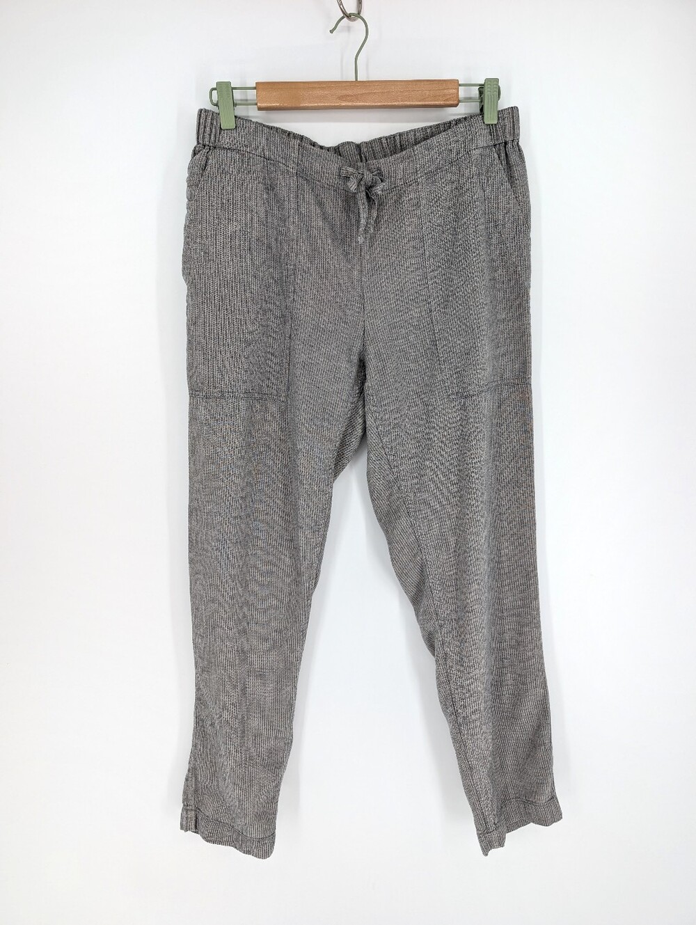 Prana Soledad Pants‎ Lightweight Pull On Organic Cotton Striped Gray Large